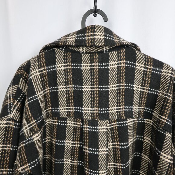Anthropologie Sage The Label Plaid Shacket - Neutral Brown - Size Medium - Picture 3 of 11
